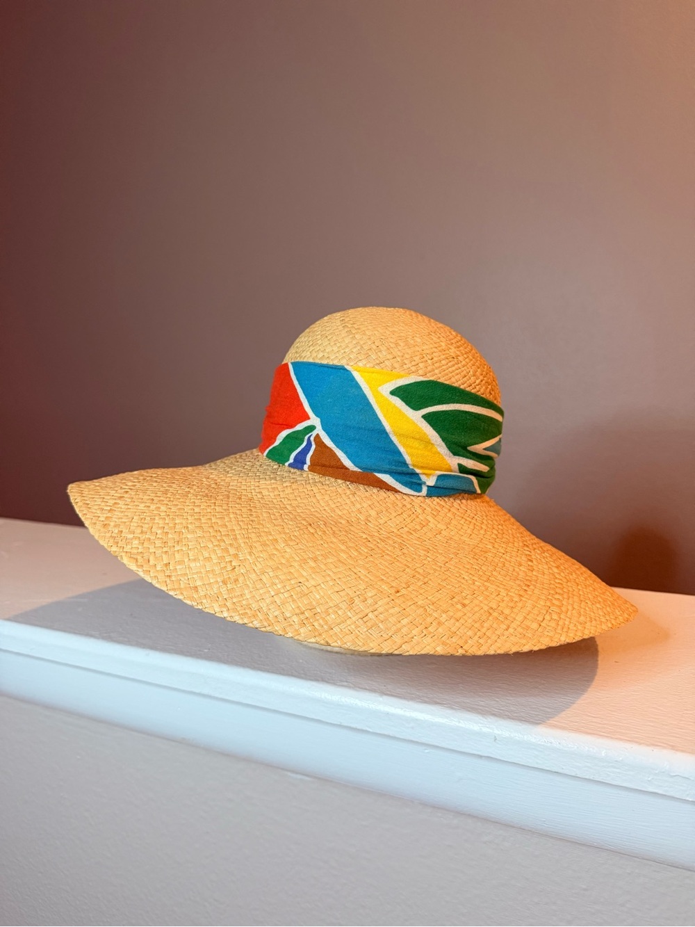 Vintage Liz Claiborne Raffia Straw Wide Brim Sun Hat Beach Resort Coastal